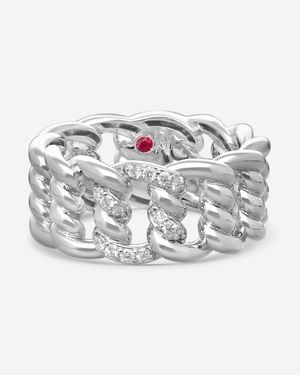 Roberto Coin Cialoma Twisted Link 18K Diamond Band Ring Sz. 7 7773242Aw70X - Metallic
