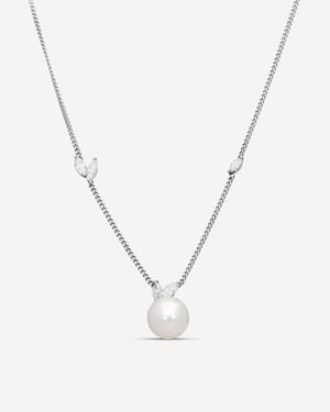 Assael La Feuille Cultured Pearl & Diamond Pendant Necklace N5042 - Metallic