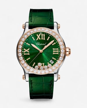 Chopard Happy Sport Stainless Steel & 18K Rose Diamond Quartz Ladies Watch 278582-6007 - Green
