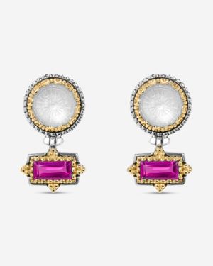 Konstantino Dome Sterling & 18K Mother Of Pearl & Corundum Drop Earrings Skkj702-631 - Metallic