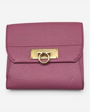 Ferragamo Gancini Leather Bifold Wallet 627819 - Purple