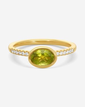 Goshwara Gossip 18K Diamond And Oval Peridot Ring Sz. 6 Jr0069-Pe-D - Yellow