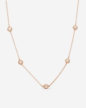 Ina Mar 14K 1.00 Ctw Round Diamond Bezel Station Necklace N1135D-Fr-100F - Metallic