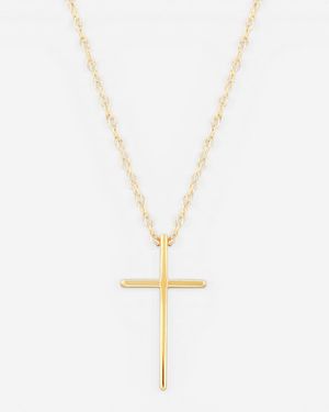 Carla | Nancy B. 14K Swedged Cross Pendant Necklace 05/605 - Metallic
