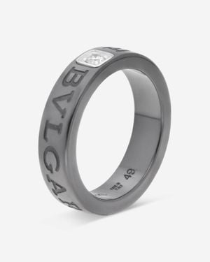 BVLGARI Ceramic & 18K Diamond Ring 348847 - Metallic