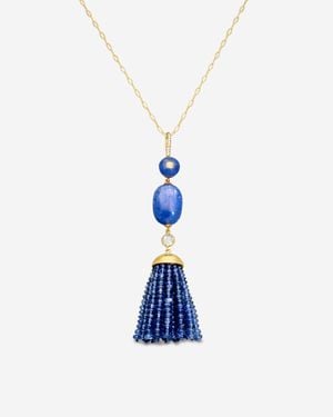 Goshwara G-One 18K Sapphire Bead Tassel Pendant Sp0043 - Blue