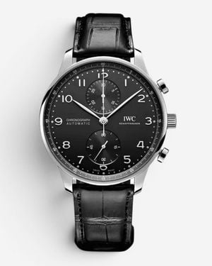 IWC Schaffhausen Portugieser Chronograph Stainless Steel Automatic Watch Iw371609 - Black