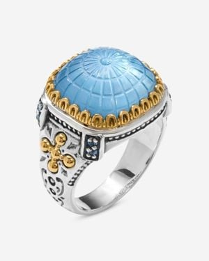 Konstantino Dome Sterling & 18K Mother Of Pearl & Spinel Ring Sz. 7 Dkj978-629-S7 - Blue