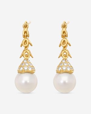 Assael 18K Diamond & Freshwater Pearl Drop Earrings E2820 - Metallic