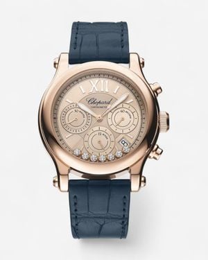 Chopard Happy Sport Chrono 18K Rose Diamond Automatic Ladies Watch 274653-5001 - Metallic