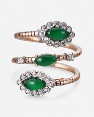 Tavan 18K & Diamond, Aventurine & Rock Crystal Ring Sz. 7.5 Jf-20-0190F-32 - Green