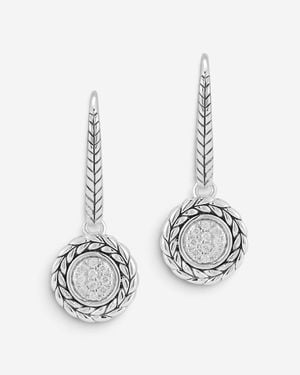 JAI Sterling Diamond Basketweave Drop Earrings Jjh6004E-Di - White