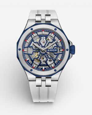Edox Delfin Mecano Skeleton Stainless Steel Automatic Watch 85303-357Bucab-Buirb - Blue