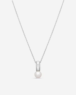 Assael 18K Akoya Cultured Pearl & Diamond Pendant Necklace N7485 - Metallic
