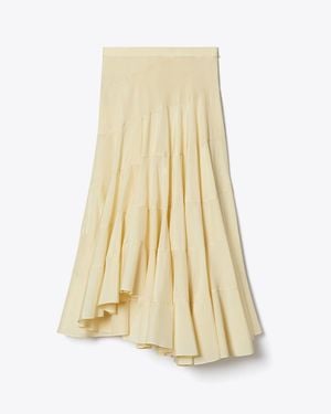 Tory Burch Flared Cotton Silk Skirt - Natural