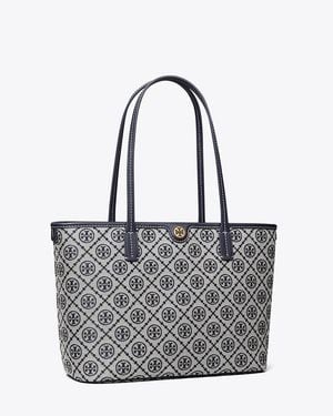Tory Burch Small T Monogram Zip Tote - Grey