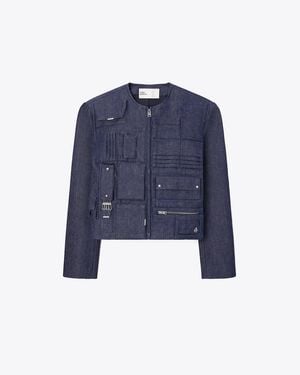 Tory Burch Denim Handbag Jacket - Blue