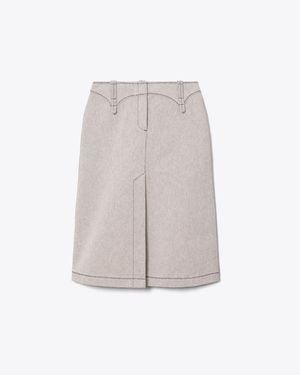 Tory Burch Cotton Canvas Skirt - Grey