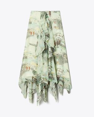 Tory Burch Printed Chiffon Skirt - Green