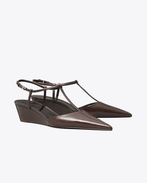 Tory Burch Gigi T-Strap Wedge - Brown
