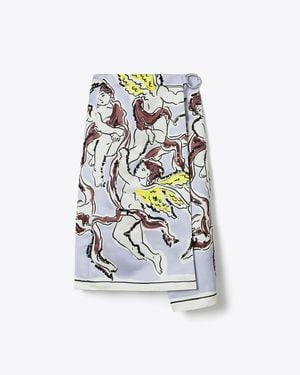 Tory Burch Printed Satin Skirt - White