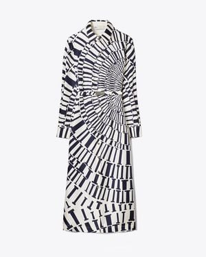 Tory Burch Printed Silk Shirtdress - White