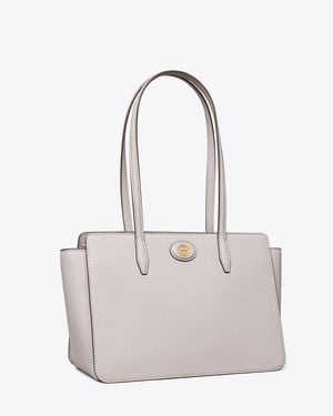Tory Burch Small Robinson Pebbled Tote, One Size - Grey