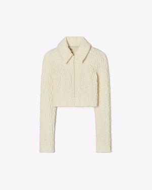 Tory Burch Cropped Wool And Silk Jacket - White