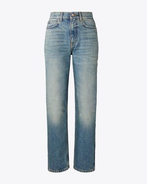 Tory Burch Straight Wide-Leg Jean - Blue