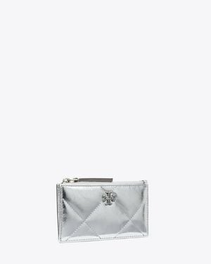 Tory Burch Kira Diamond Quilt Metallic Zip Card Case, One Size