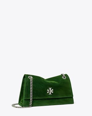 Tory Burch Mini Kira Turnlock Flocked Shoulder Bag, One Size - Green