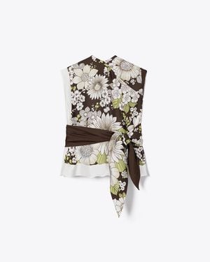 Tory Burch Printed Silk Top - White