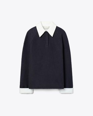 Tory Burch Wool Rugby Polo - Blue