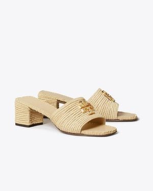 Tory Burch Eleanor Raffia Heeled Sandal - Natural