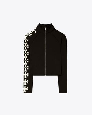 Tory Burch Tory Burch Nylon Logo Zip Top - Black