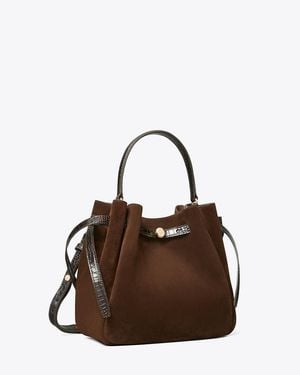 Tory Burch Romy Suede Bucket Bag, One Size - Brown