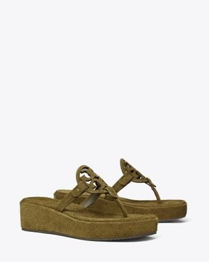 Tory Burch Miller Suede Wedge Sandal - Green