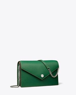 Tory Burch Pebble Envelope Chain Wallet - Green