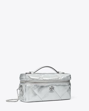 Tory Burch Kira Diamond Quilt Metallic Vanity Case, One Size - Grey
