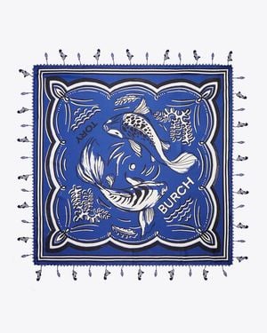 Tory Burch Fish Silk Square Scarf - Blue