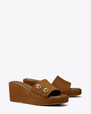 Tory Burch Turnlock Wedge Sandal - Brown