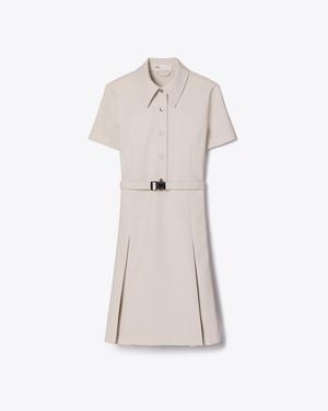Tory Burch Short-Sleeve Pleated Golf Dress - Natural