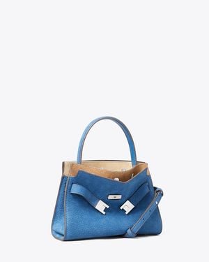 Tory Burch Petite Lee Radziwill Nubuck Double Bag - Blue