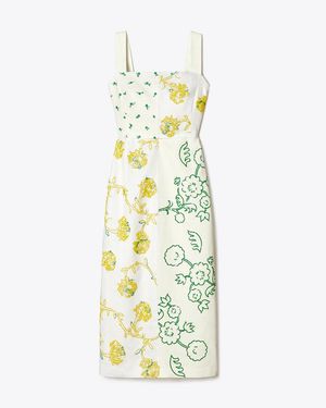Tory Burch Embellished Patchwork Dress - White