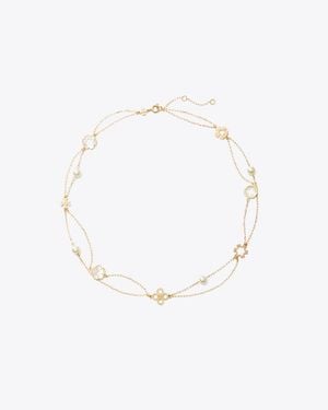 Tory Burch Forget Me Not Layered Necklace - White