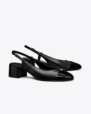 Tory Burch Cap-Toe Slingback 45Mm (Perfect/Perfect) Shoes - Black