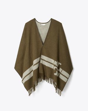 Tory Burch Striped Cape, One Size - Green