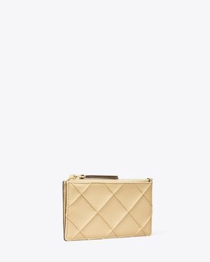 Tory Burch Fleming Zip Card Case - Natural