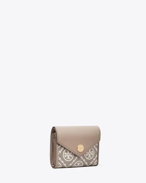 Tory Burch T Monogram Coated Jacquard Envelope Small Wallet - Natural