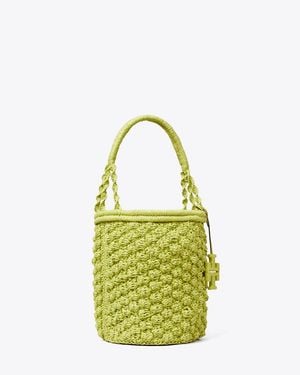 Tory Burch Ella Hand-Crocheted Popcorn Bucket Bag - Metallic